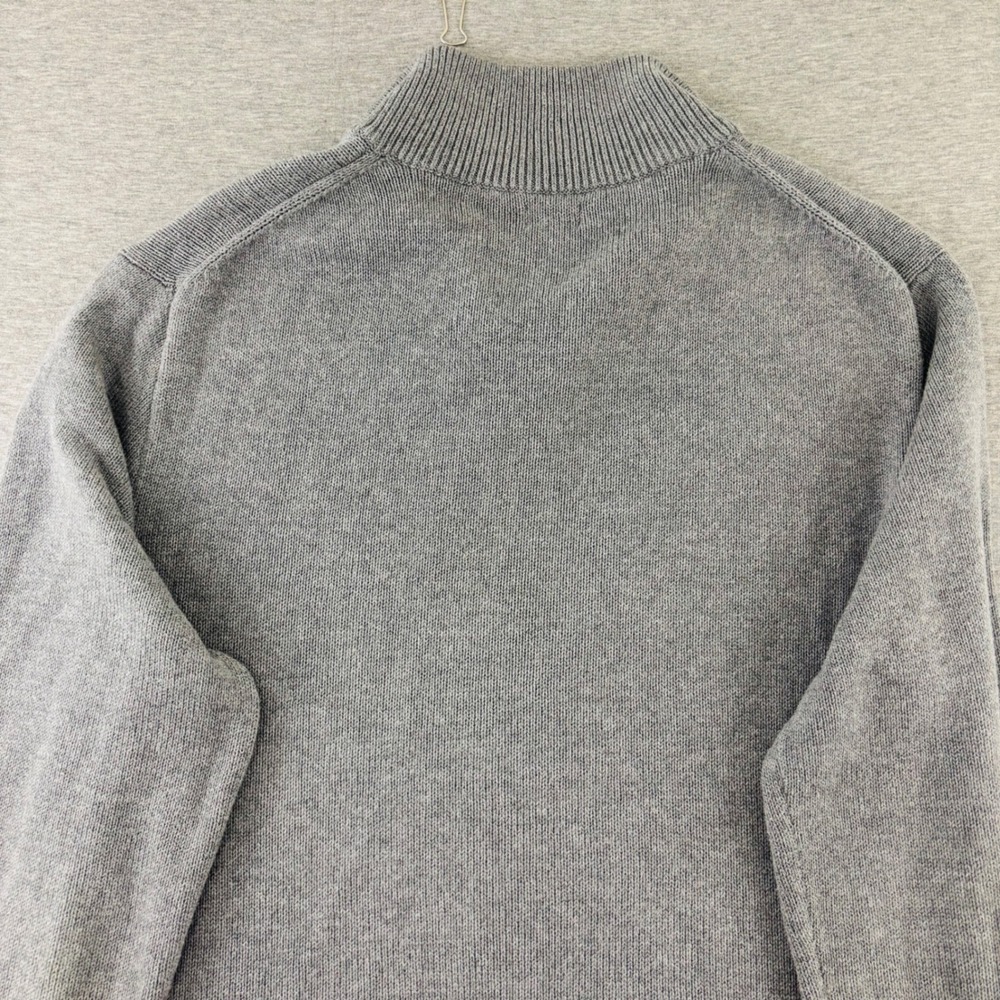 J.Crew Mens Grey Cotton Cashmere Quarter Zip Pullover Sweater Size Large - Picture 5 of 9